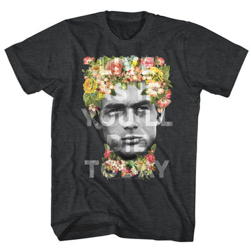James Dean Mens S/S T-Shirt - Flower Crown - Heather Black Heather
