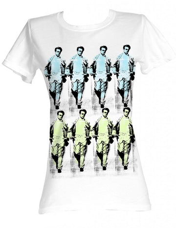 James Dean Girls Juniors S/S T-Shirt - Warhol James Dean - Solid White