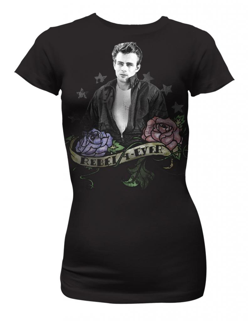 James Dean Girls Juniors S/S T-Shirt - James Rebel - Solid Black