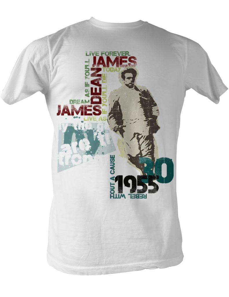 James Dean Mens S/S T-Shirt - Dean Typography - Solid White