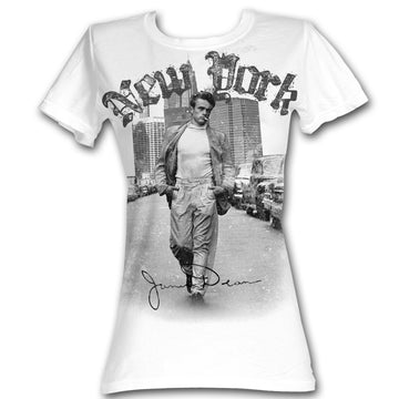 James Dean Girls Juniors S/S T-Shirt - New York Walking - Solid White