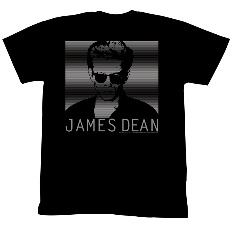 James Dean Mens S/S T-Shirt - Striped Up Dean - Solid Black