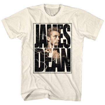 James Dean Mens S/S T-Shirt - James Cracked - Solid Natural