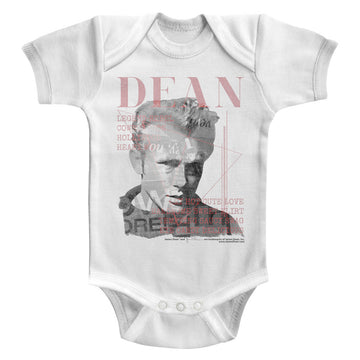James Dean Infant S/S Bodysuit - Faded Dean - Solid White
