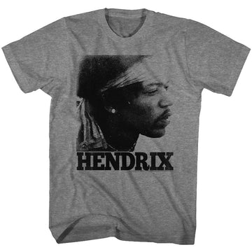 Jimi Hendrix Mens S/S T-Shirt - Vintage Face - Heather Graphite Heather