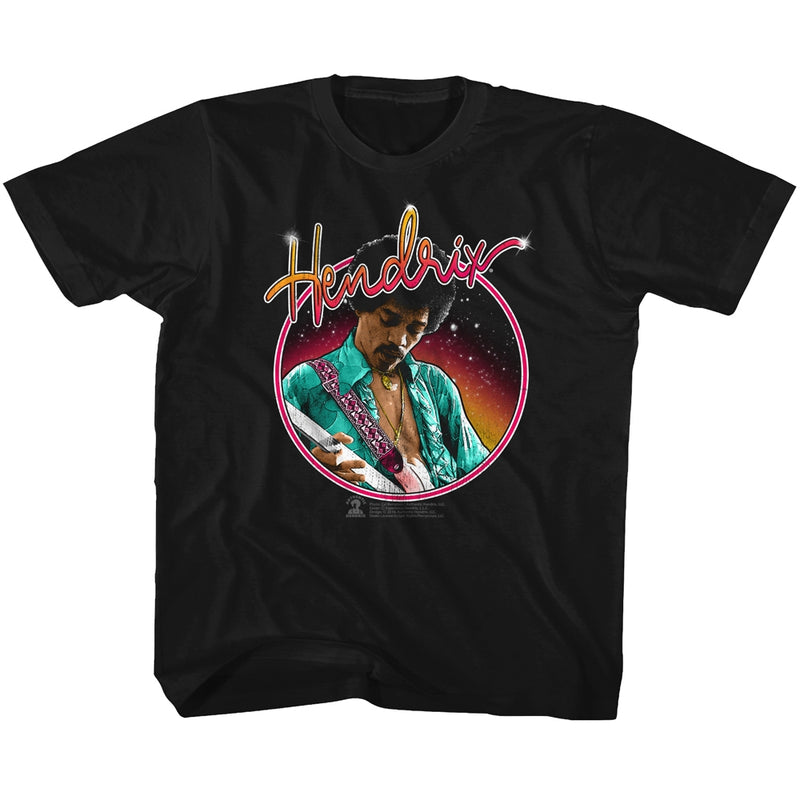 Jimi Hendrix Youth S/S T-Shirt - Neon - Solid Black