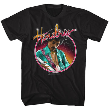 Jimi Hendrix Mens S/S T-Shirt - Neon - Solid Black