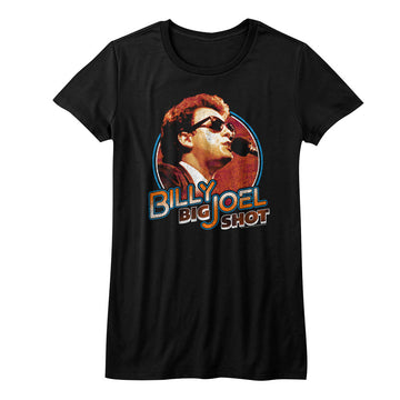 Billy Joel Girls Juniors S/S T-Shirt - Big Shot - Solid Black