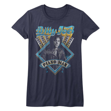 Billy Joel Girls Juniors S/S T-Shirt - Billy Joel - Solid Navy