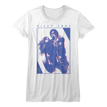 Billy Joel Girls Juniors S/S T-Shirt - Billy Joel - Solid White
