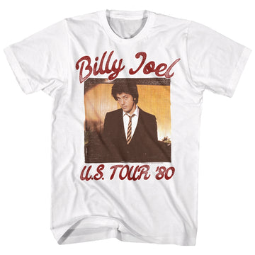 Billy Joel Mens S/S T-Shirt - 81 Tour - Solid White