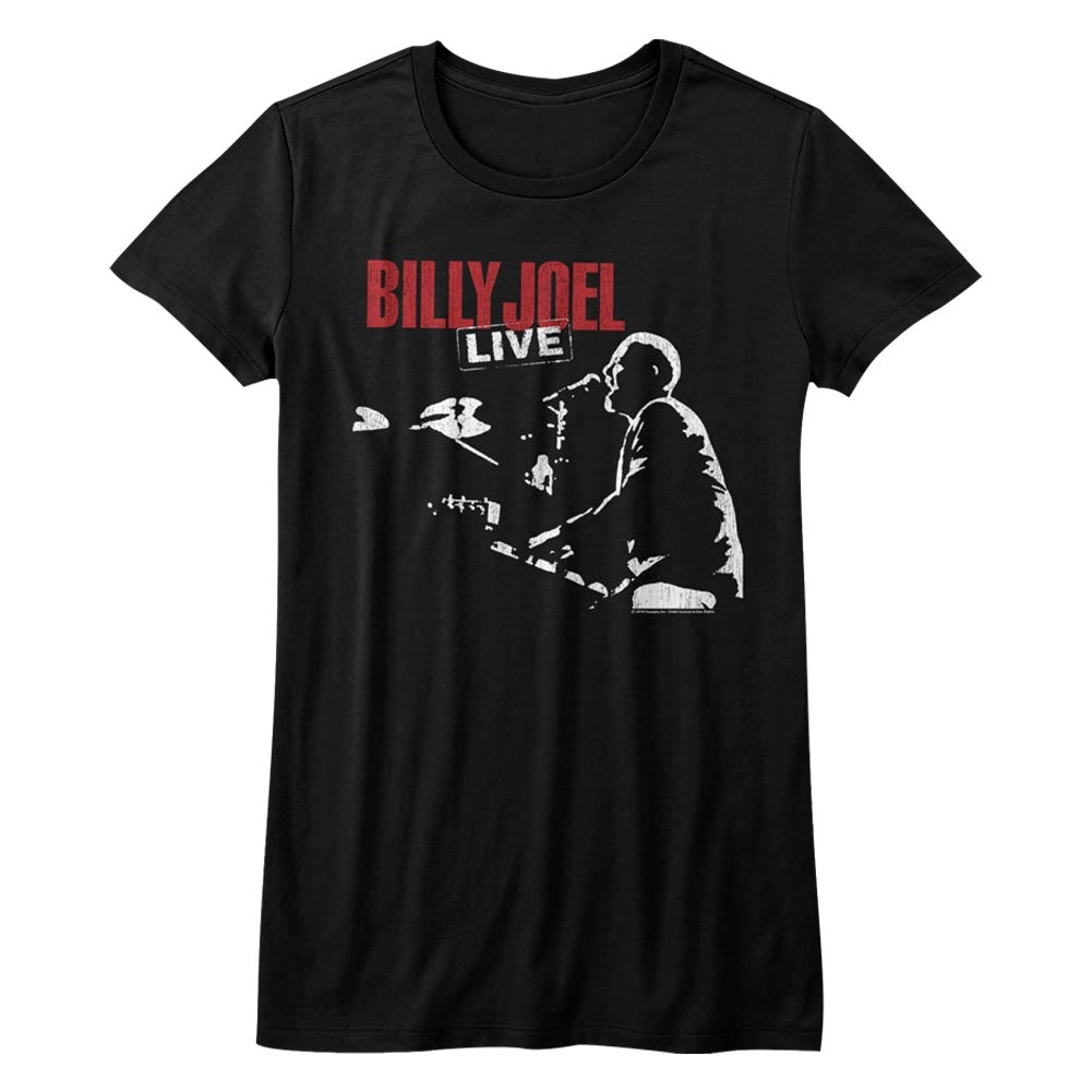 Billy Joel Girls Juniors S/S T-Shirt - 81 Tour - Solid Black