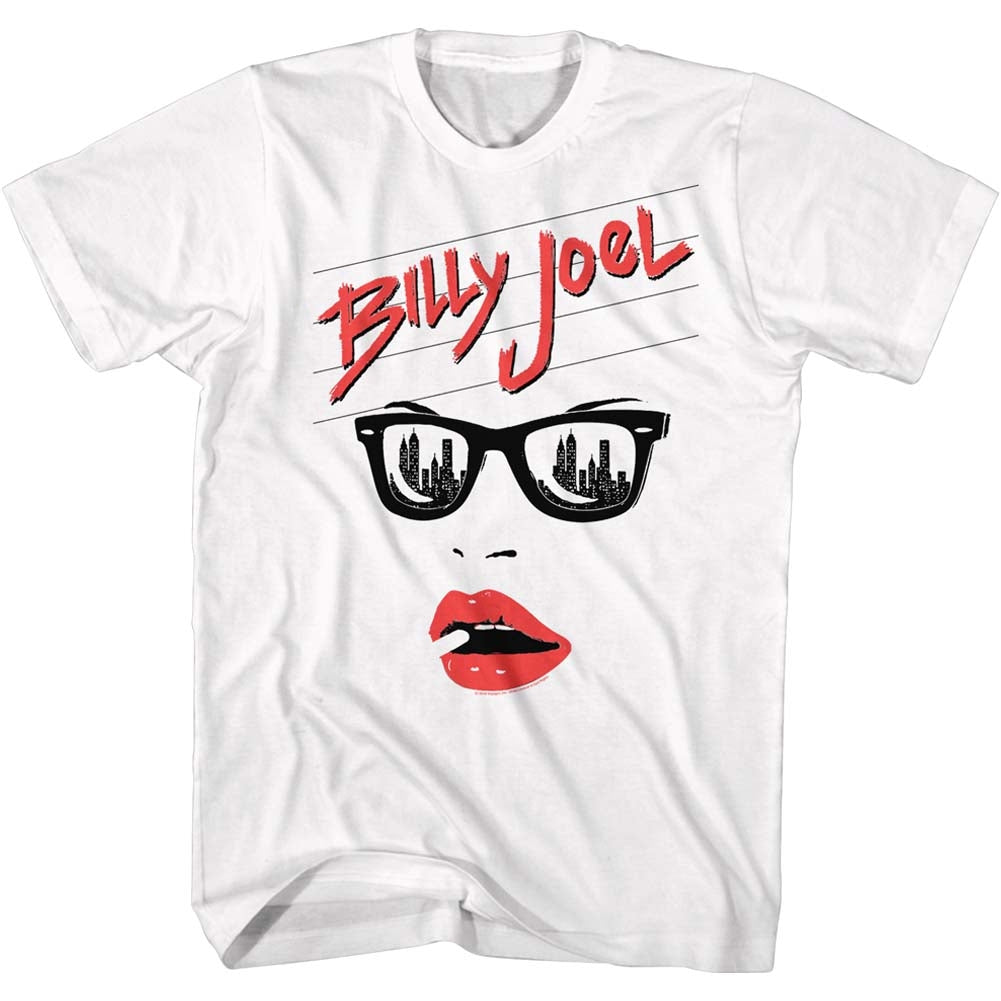 Billy Joel Mens S/S T-Shirt - Lips - Solid White