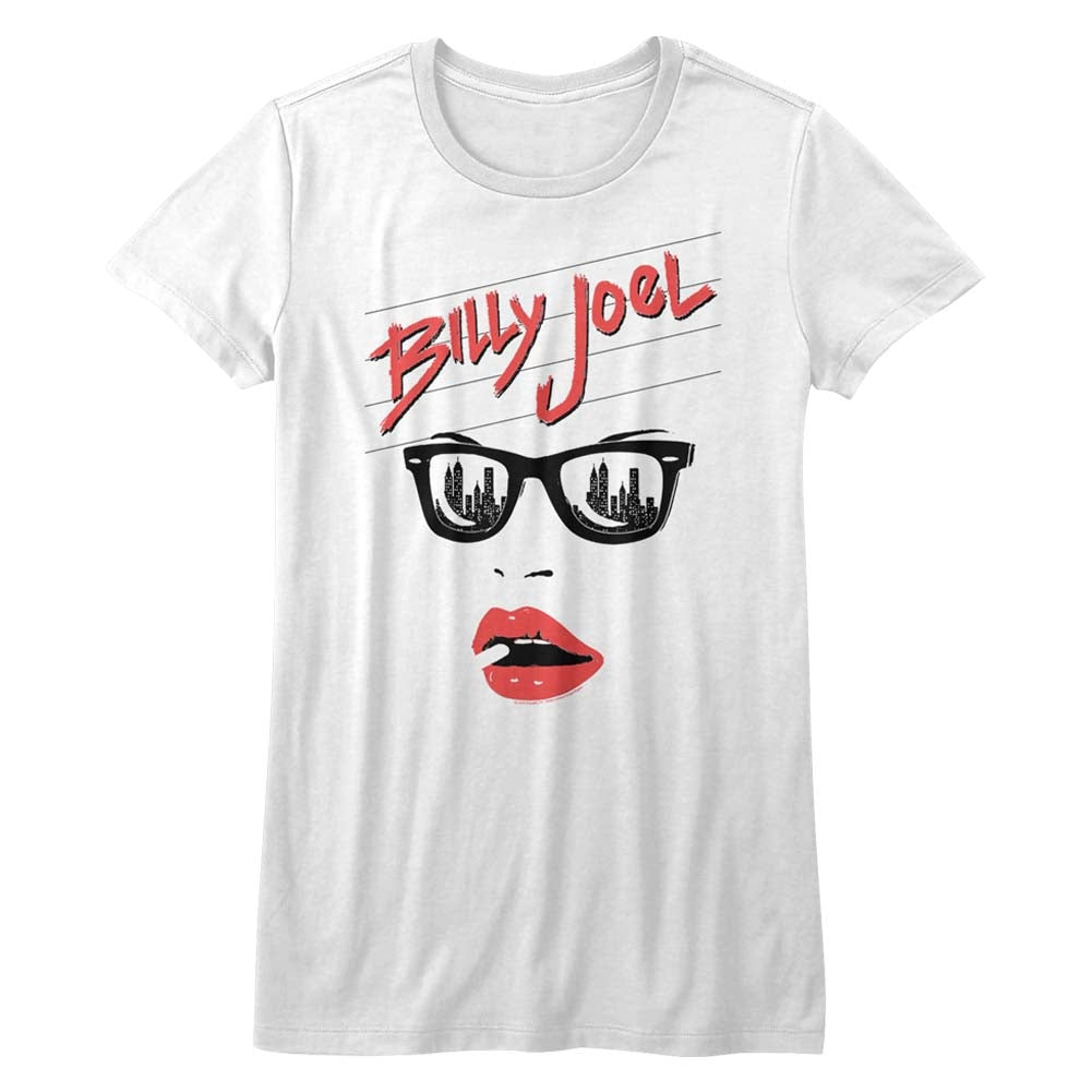 Billy Joel Girls Juniors S/S T-Shirt - Lips - Solid White