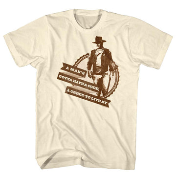 John Wayne Mens S/S T-Shirt - Creed And Code - Solid Natural