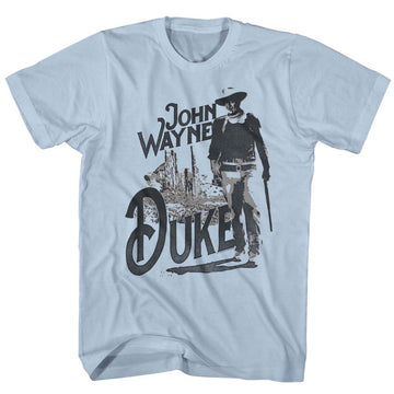 John Wayne Mens S/S T-Shirt - The Duke - Solid Light Blue