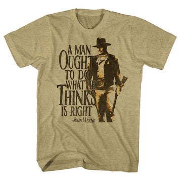 John Wayne Mens S/S T-Shirt - Do It - Heather Khaki Heather