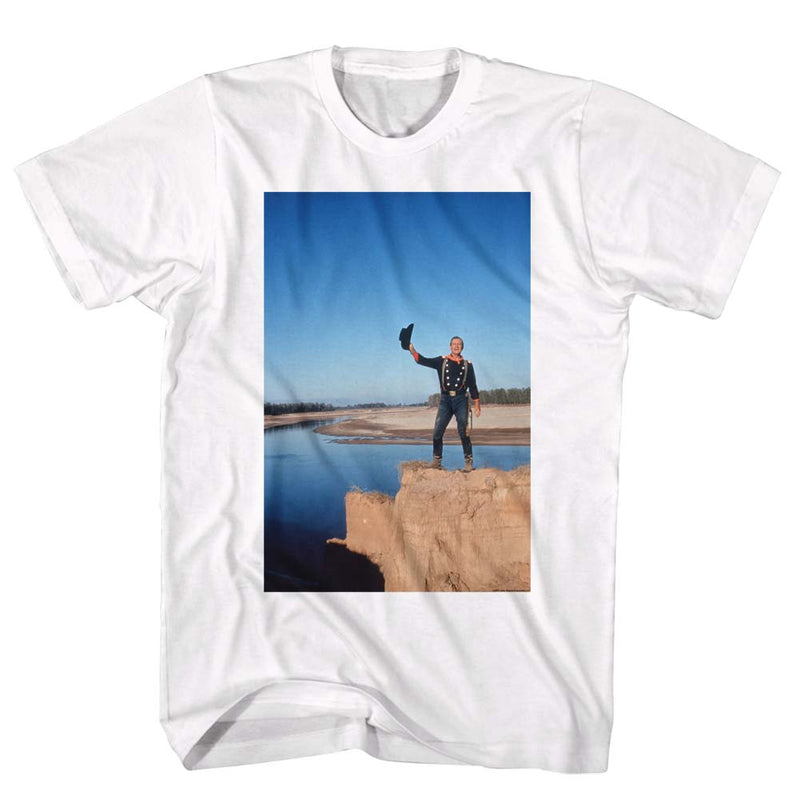 John Wayne Mens S/S T-Shirt - Livin' On The Egde - Solid White