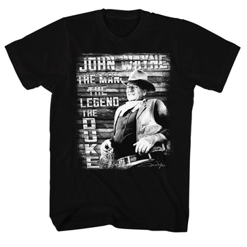 John Wayne Mens S/S T-Shirt - The Man Legend Duke - Solid Black