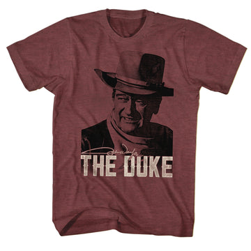 John Wayne Mens S/S T-Shirt - Duke - Heather Vintage Maroon Heather