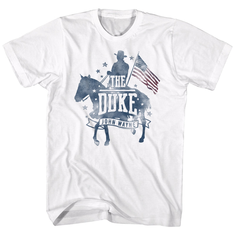 John Wayne Mens S/S T-Shirt - Patriotic Silhouette - Solid White