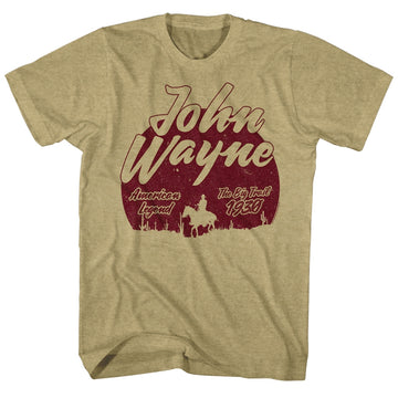 John Wayne Mens S/S T-Shirt - The Big Trail - Heather Khaki Heather