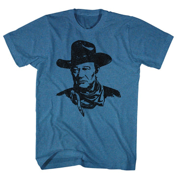 John Wayne Mens S/S T-Shirt - The Duke - Heather Pacific Blue Heather