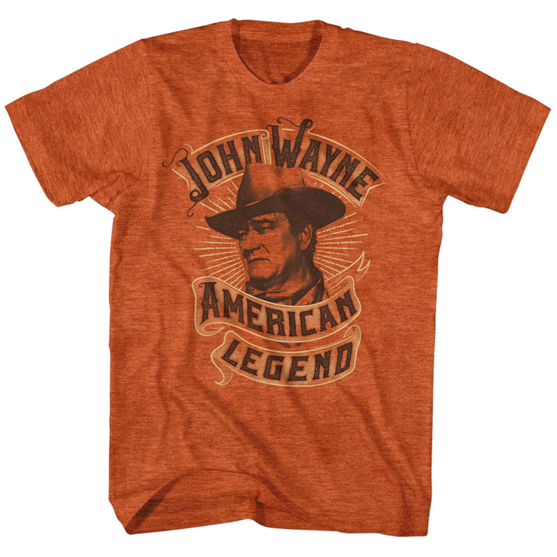 John Wayne Mens S/S T-Shirt - Banner - Heather Antique Orange Heather - Inmyparentsbasement.com