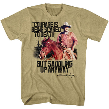 John Wayne Mens S/S T-Shirt - Courage - Heather Khaki Heather
