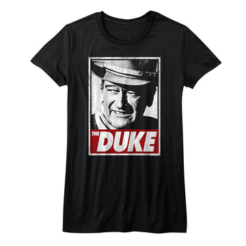 John Wayne Girls Juniors S/S T-Shirt - Tha Duke - Solid Black