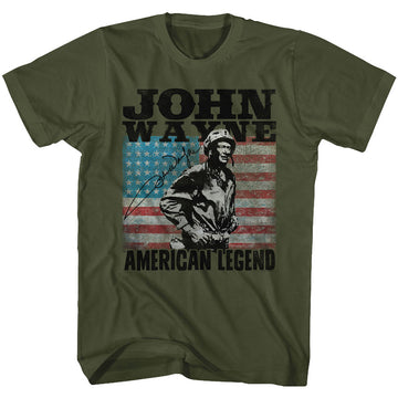 John Wayne Mens S/S T-Shirt - American Legend - Solid Military Green