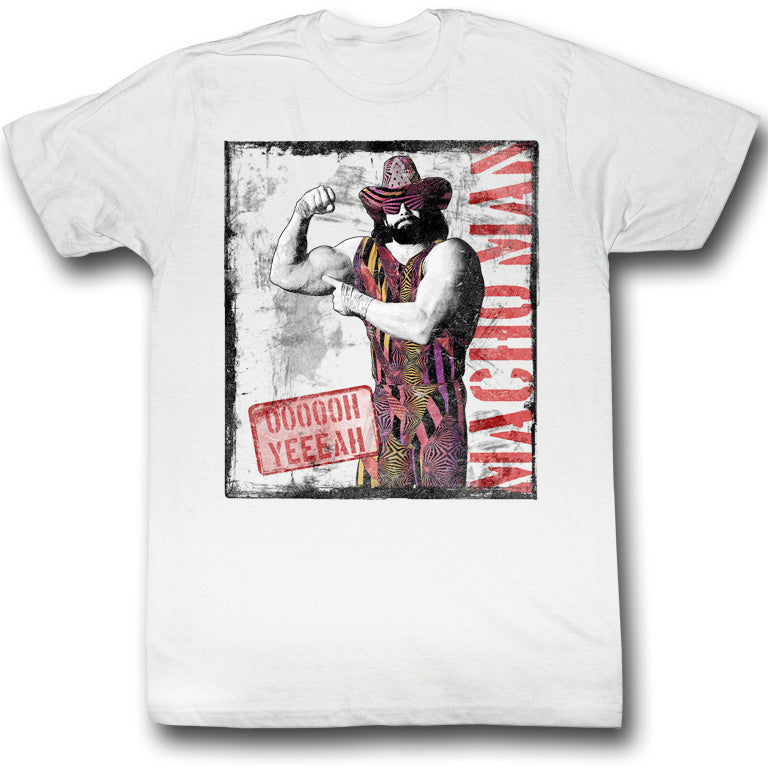Macho Man Mens S/S T-Shirt - Ooooh Yeeeeah - Solid White