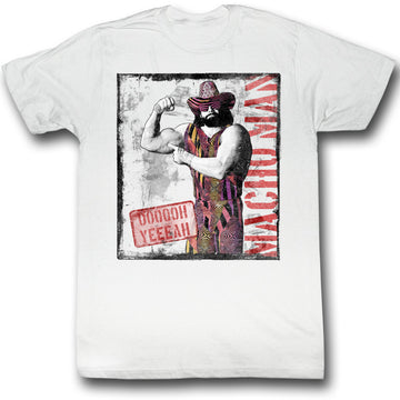 Macho Man Mens S/S T-Shirt - Ooooh Yeeeeah - Solid White