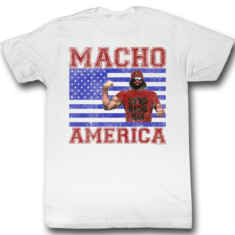 Macho Man Mens S/S T-Shirt - Macho America - Solid White
