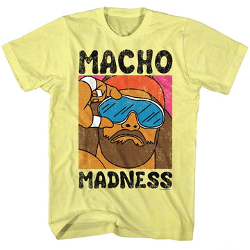 Macho Man Mens S/S T-Shirt - Wild Life - Heather Yellow Heather