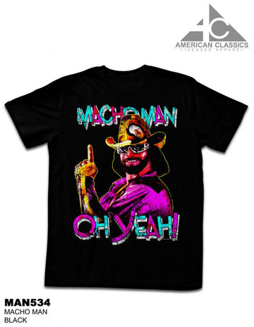 Macho Man Mens S/S T-Shirt - Macho Man - Solid Black