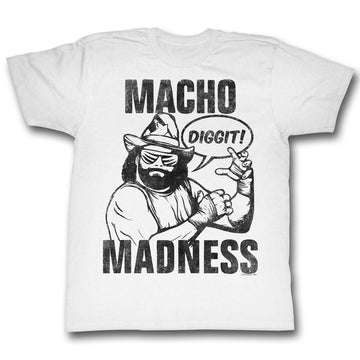 Macho Man Mens S/S T-Shirt - Diggit - Solid White