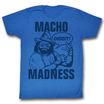 Macho Man Mens S/S T-Shirt - Blue On Blue - Solid Royal