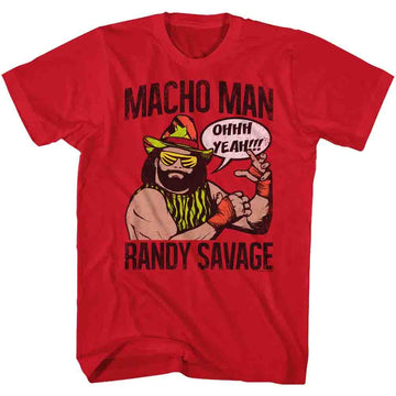 Macho Man Mens S/S T-Shirt - Oooh Yeah - Solid Red