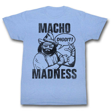 Macho Man Mens S/S T-Shirt - Macho - Heather Light Blue Heather