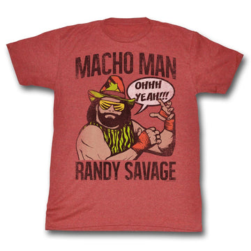 Macho Man Mens S/S T-Shirt - Macho - Heather Red Heather