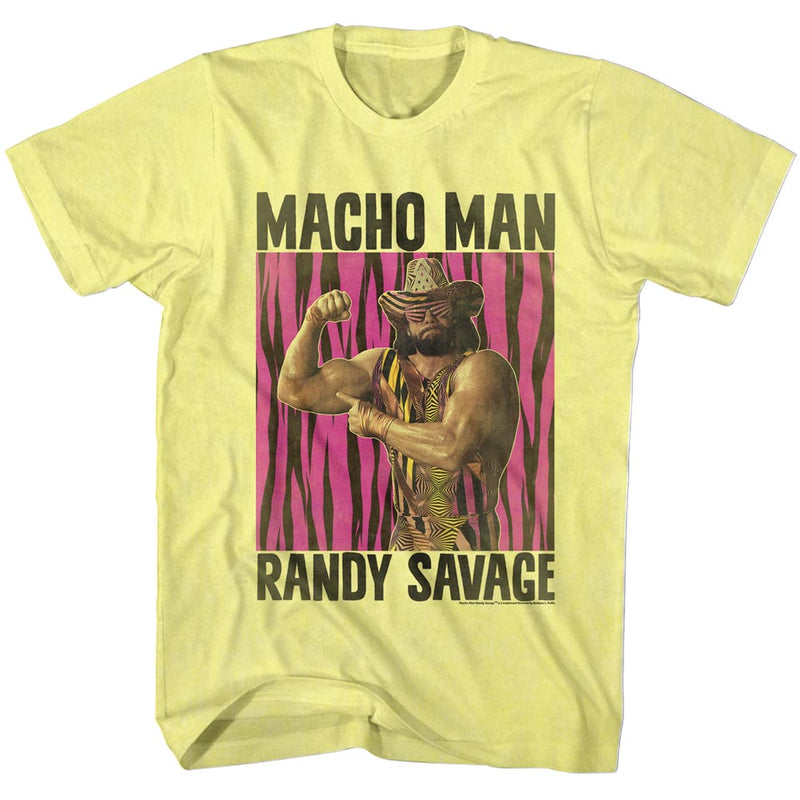 Macho Man Mens S/S T-Shirt - Randy Savage - Heather Yellow Heather