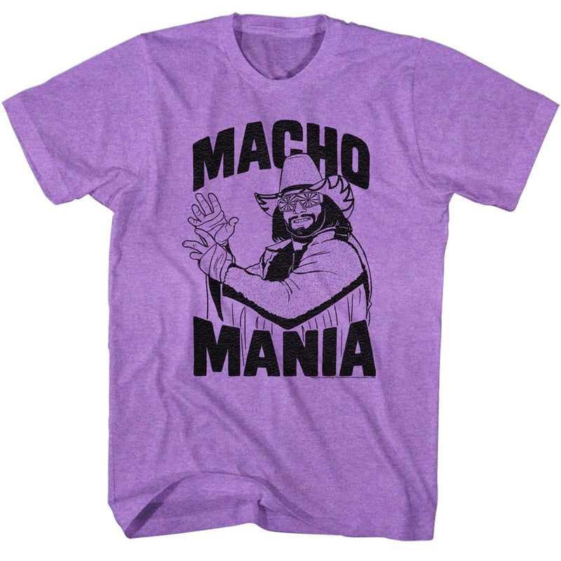 Macho Man Mens S/S T-Shirt - Macho Mania - Heather Neon Purple Heather