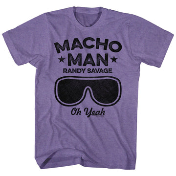 Macho Man Mens S/S T-Shirt - Oh Yeah - Heather Retro Purple Heather