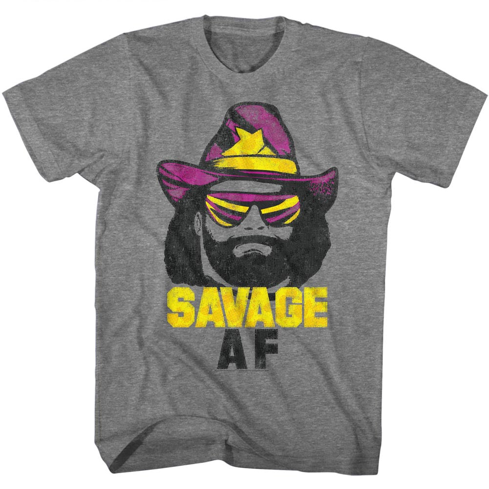 Macho Man Mens S/S T-Shirt - Savage Af - Heather Graphite Heather