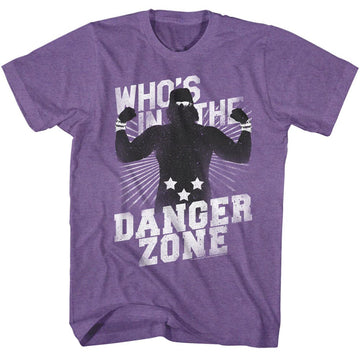 Macho Man Mens S/S T-Shirt - Danger Zone - Heather Retro Purple Heather