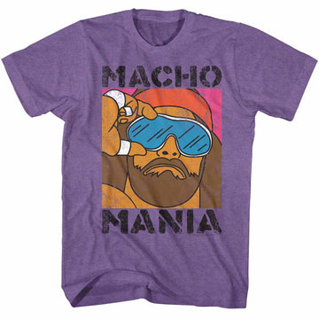 Macho Man Mens S/S T-Shirt - Mania - Heather Retro Purple Heather