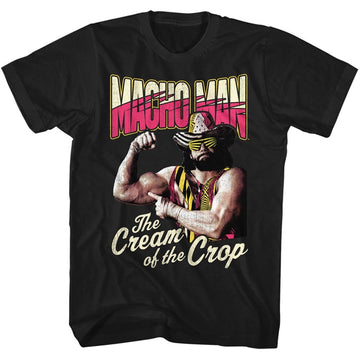 Macho Man Mens S/S T-Shirt - Cream Of The Crop - Solid Black