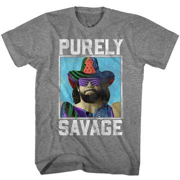 Macho Man Mens S/S T-Shirt - Purely Savage - Heather Graphite Heather