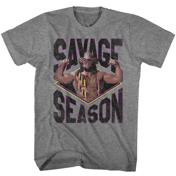 Macho Man Mens S/S T-Shirt - Savage Season - Heather Graphite Heather